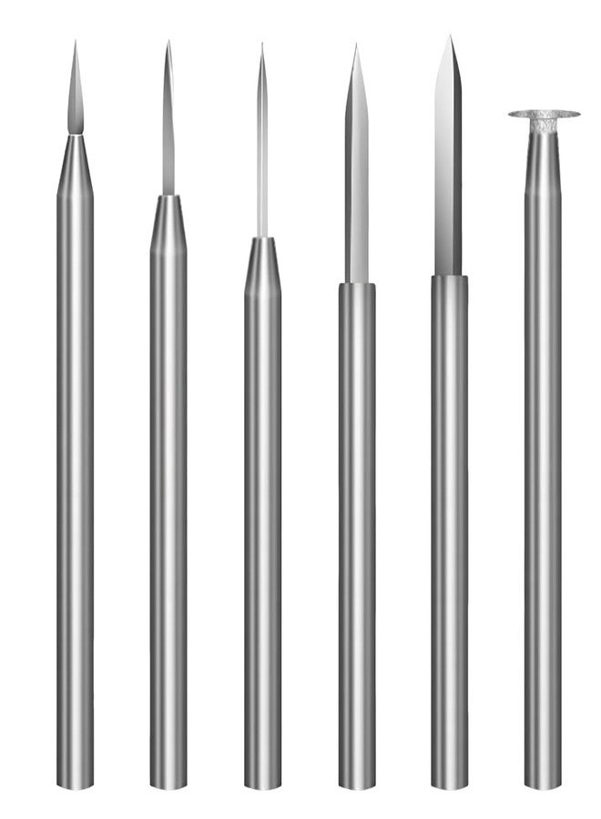 TecoKart® 6Pcs Wood Bits Detail Carving Tools Set, Stainless Steel Detailing Engraving Drill Bit, Grinding Tool Universal Shank for DIY Crafts - Image 1